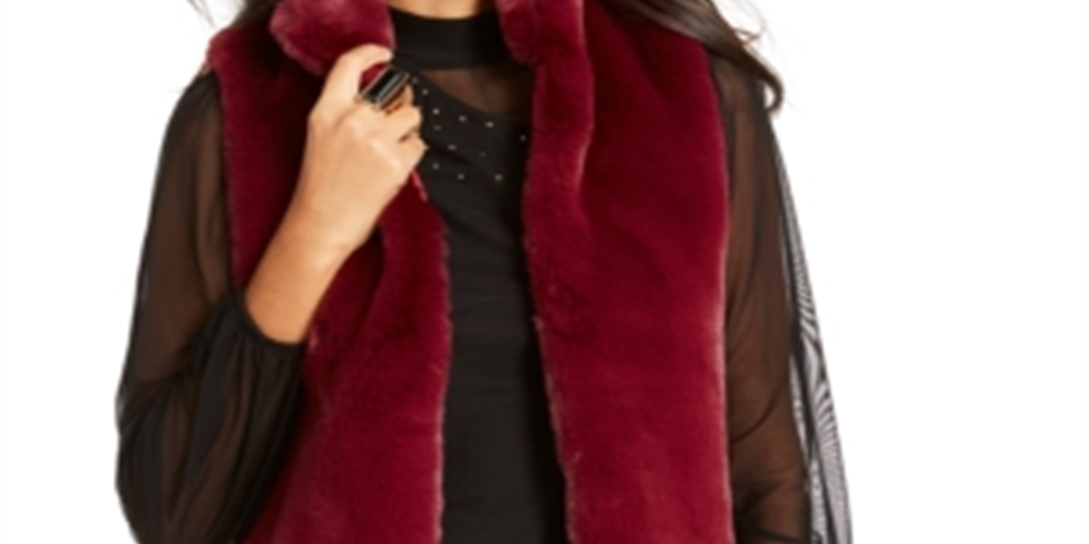 Thalia Sodi Women's Faux Fur Vest Red Size Medium