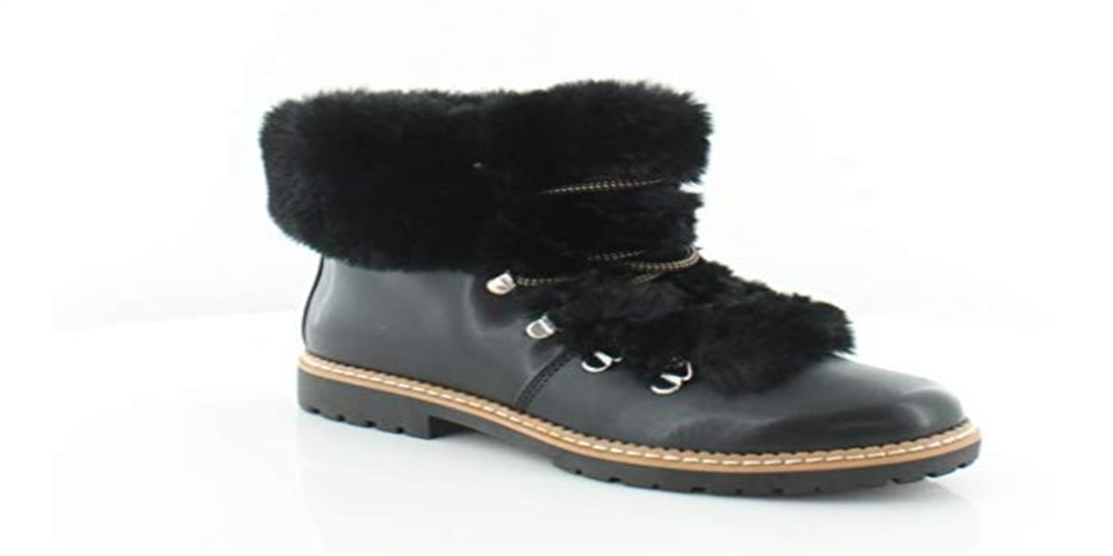INC International Concepts Women's Pravale Faux Fur Lace-up Winter Boots Black Size 5 M