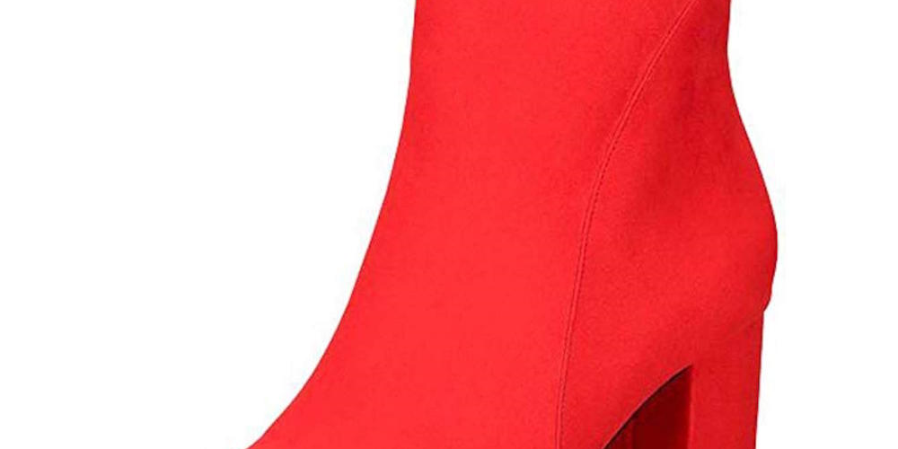 INC International Concepts Women's Floriann Fabric Almond Toe Ankle Fashion Boots Red Size 5.5 M