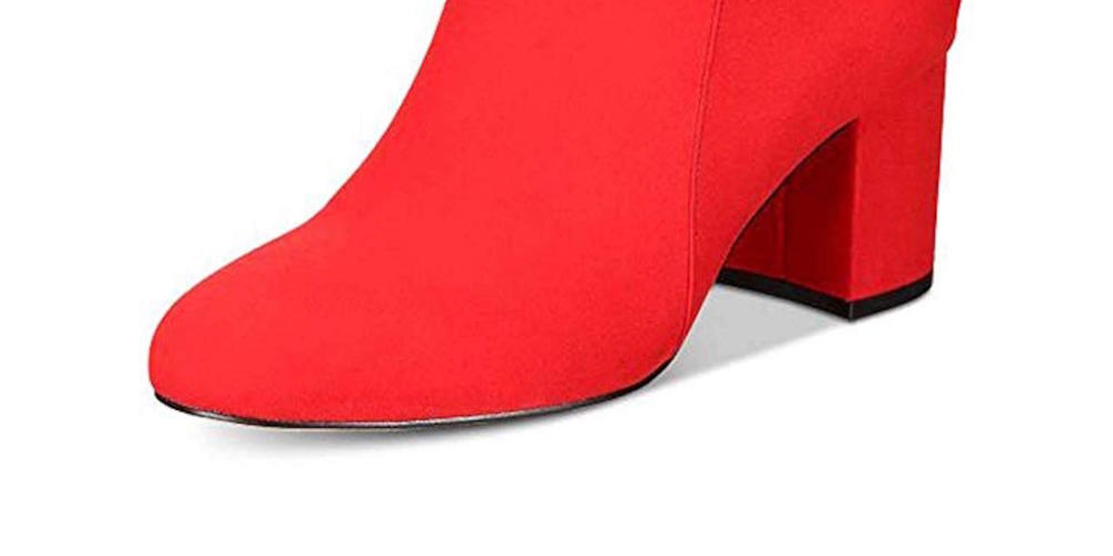 INC International Concepts Women's Floriann Fabric Almond Toe Ankle Fashion Boots Red Size 5.5 M