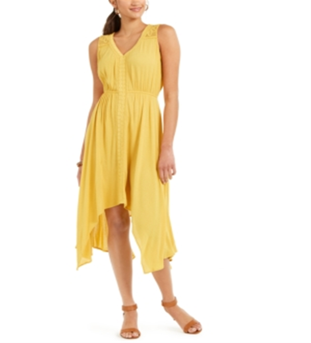 Style & Co Women's Handkerchief Hem Dress Yellow Size Medium