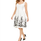 Donna Rico Women's Floral Hem a Line Dress White Size 4