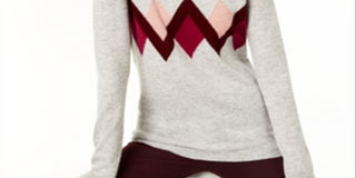 Charter Club Women's Cashmere Argyle Sweater Silver Size XL
