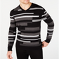 Alfani Men's Textured Striped V Neck Sweater Black Size Medium