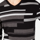 Alfani Men's Textured Striped V Neck Sweater Black Size Medium