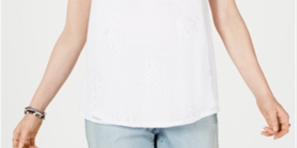 Style & Co Women's Embroidered Tank Top White Size Medium