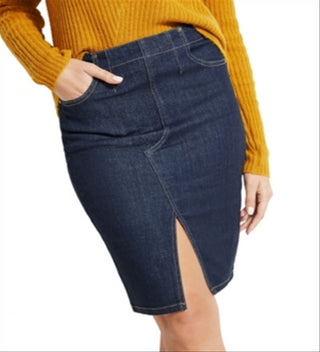 Guess Women's Knee Length Pencil Skirt Blue Size Large
