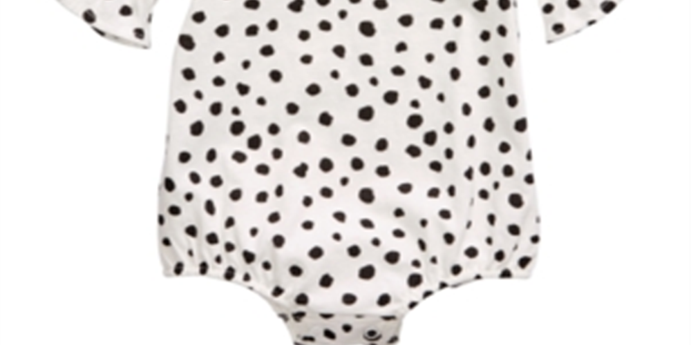First Impressions Baby Girl's Cheetah Print Bell Sleeve Cotton Bodysuit White Size 6-9MOS
