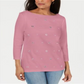 Karen Scott Women's Cotton Grommet Top Pink Size Large