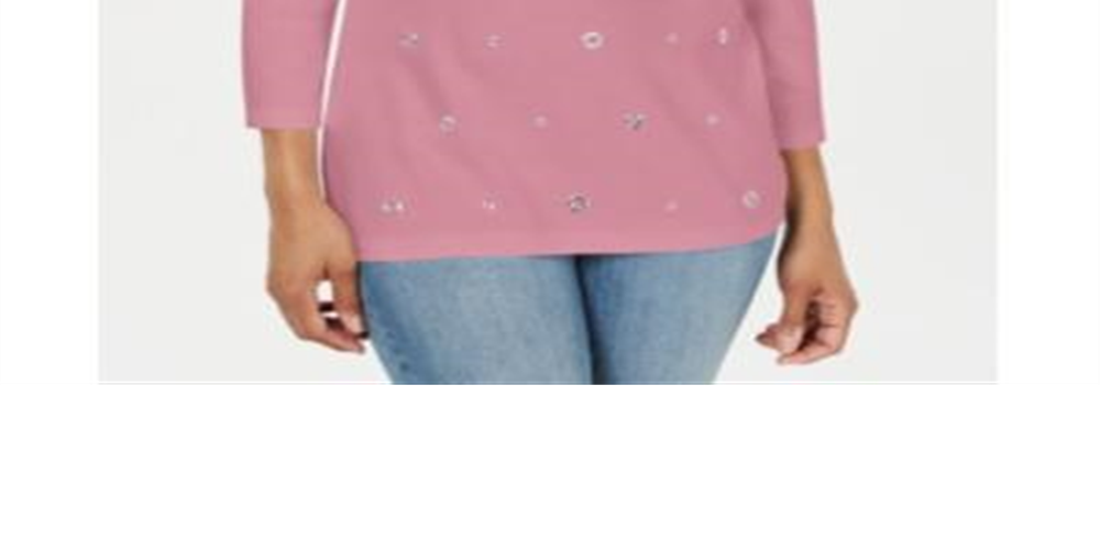 Karen Scott Women's Cotton Grommet Top Pink Size Large