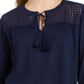 Charter Club Women's Tassel Tie Eyelet Linen Top Blue Size X-Large