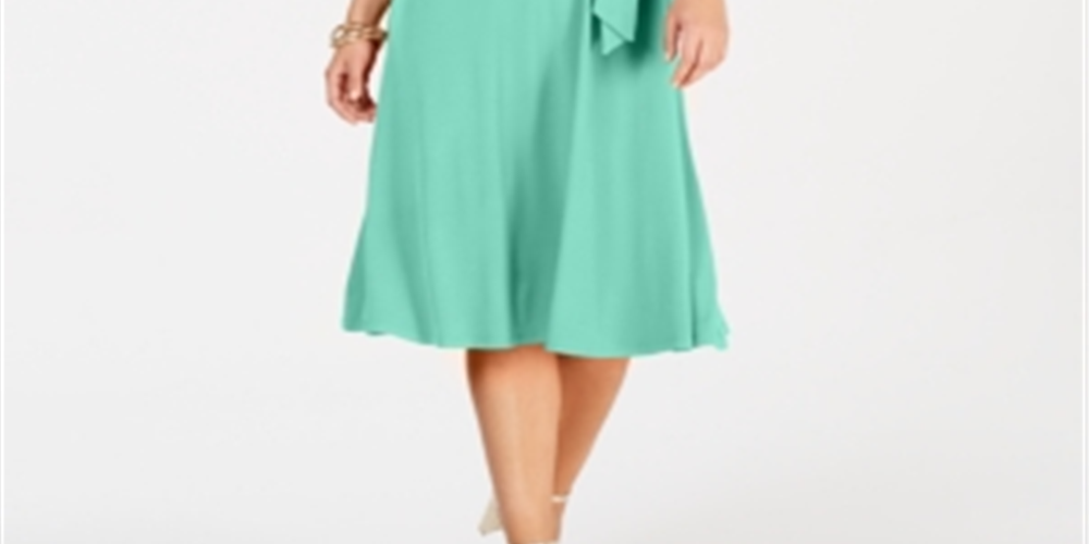 Charter Club Women's Tie Waist Midi Dress Green Size XL