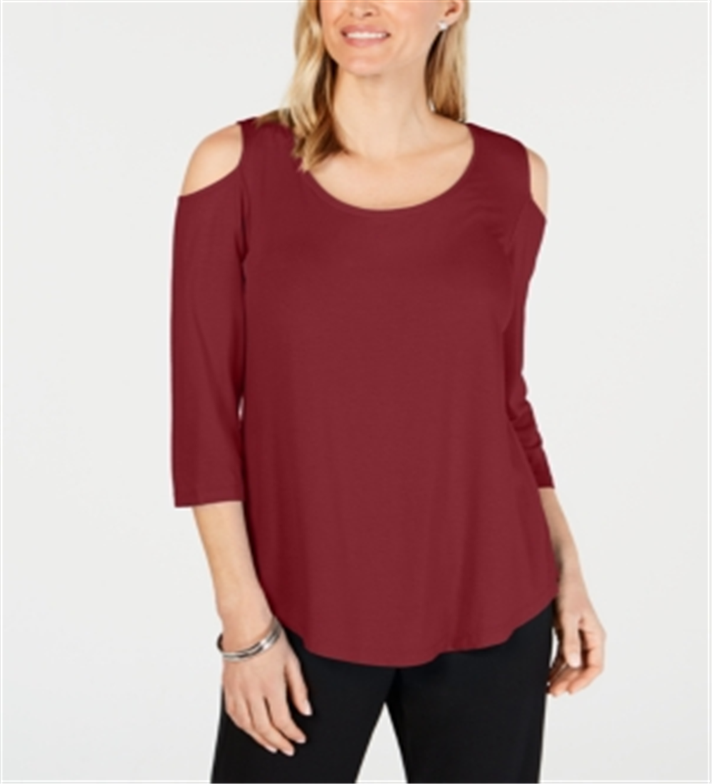 JM Collection Women's Cold Shoulder Top Red Size XX-Large