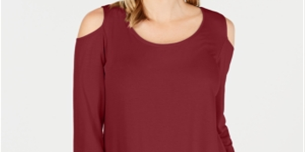 JM Collection Women's Cold Shoulder Top Red Size XX-Large