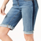 INC International Concepts Women's Contrast Trim Cuffed Denim Shorts Blue Size 4 Petite
