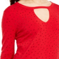 INC International Concepts Women's Studded Keyhole Neck Sweater Red Size Petite Medium