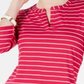 Charter Club Women's Striped Split Neck Top Pink Size Large