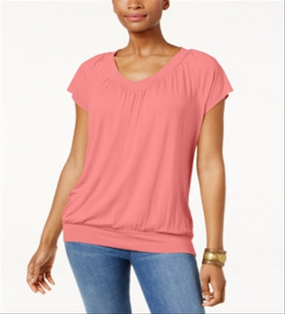 JM Collection Women's Banded Hem Top Yellow Size Petite Medium