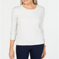 Karen Scott Women's Cable Knit Scoop Neck Sweater White Size PSM