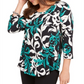 JM Collection Women's Printed Scoop Neck Top Green Size X-Small