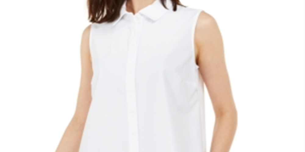 Alfani Women's Long Sleeve Knit Collared Tunic White Size  Petite XL