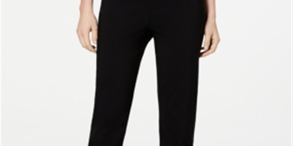 JM Collection Women's Ruched Tie Hem Ankle Pants  Black Size X-Small