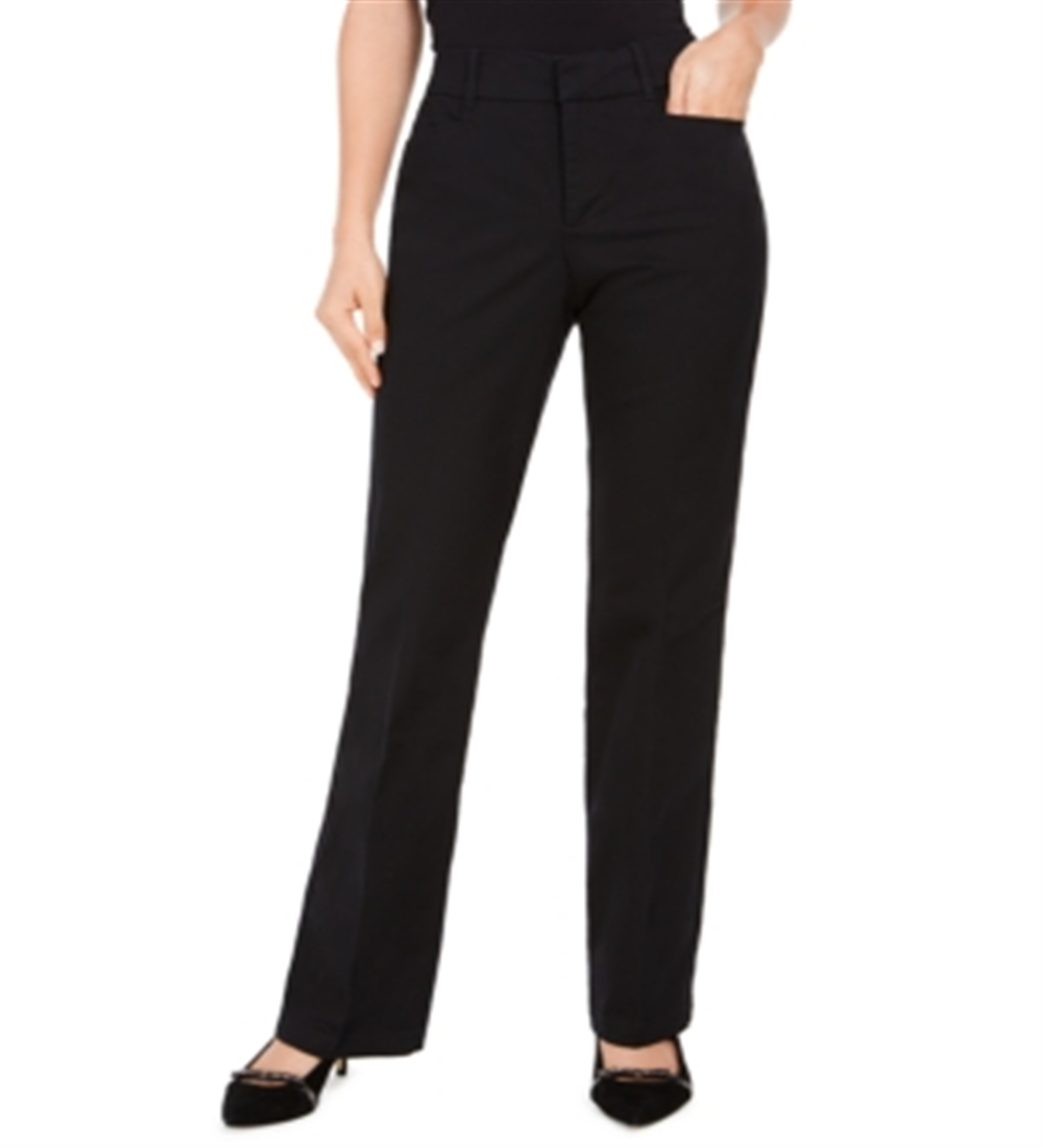 Charter Club Women's Pocketed Short Length Tummy Slimming Wear to Work Pants Black Size 14