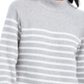 Charter Club Women's Split Back Striped Mockneck Sweater Gray Size Petite L