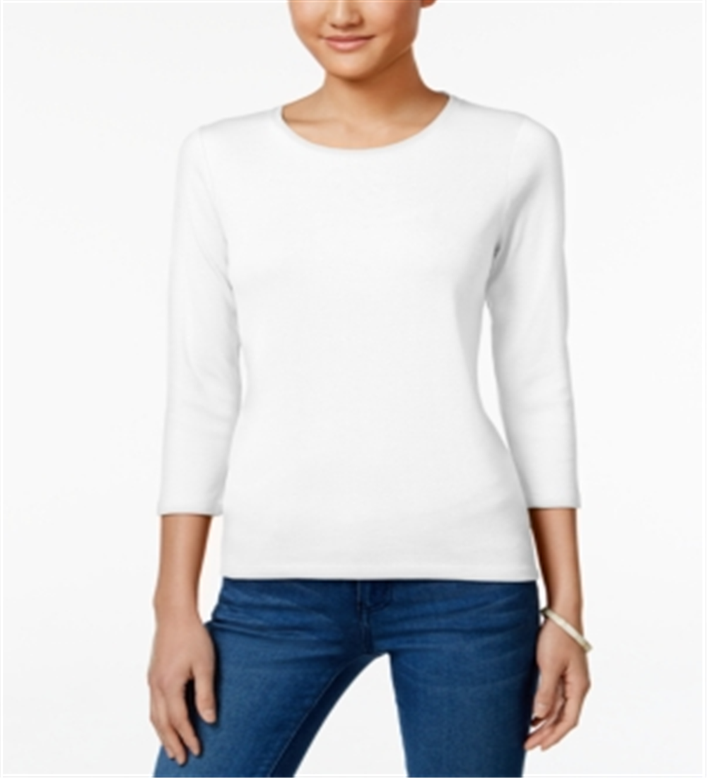 Charter Club Women's Pima Cotton Top White Size PSM