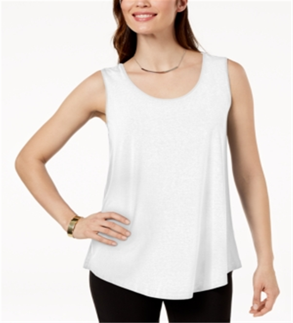 JM Collection Women's Scoop Neck Tank Top White Size Small