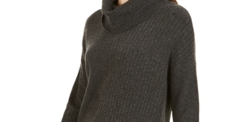 Style & Co Women's Textured Heather Long Sleeve Turtle Neck Sweater Gray Size PP
