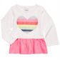 First Impressions Toddler Girl's Cotton Rainbow Heart Peplum T-Shirt White Size 4T