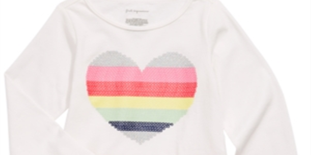 First Impressions Toddler Girl's Cotton Rainbow Heart Peplum T-Shirt White Size 4T