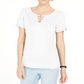 Karen Scott Women's Triple Ring Cutout Top White Size X-Small