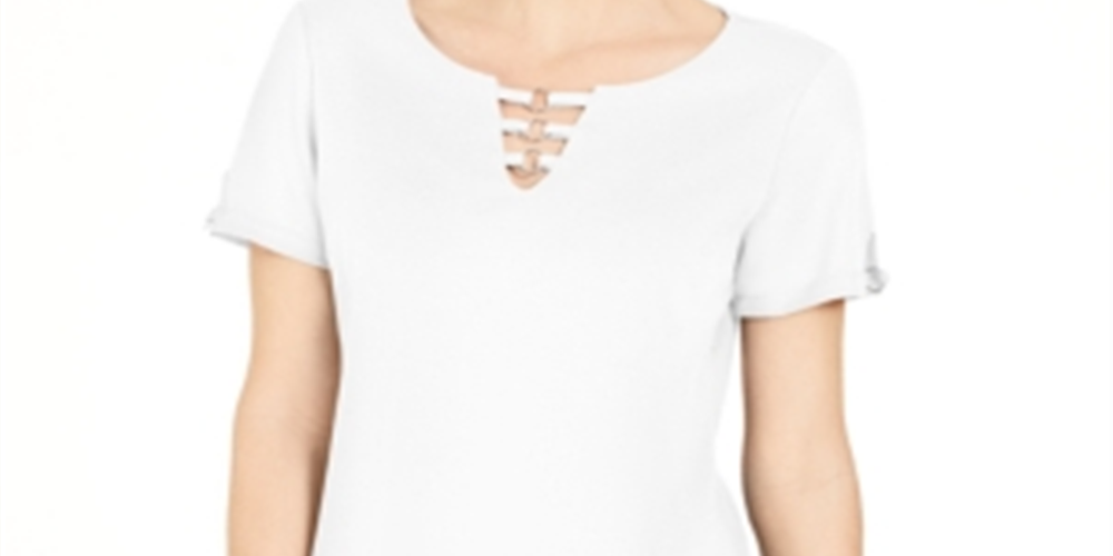 Karen Scott Women's Triple Ring Cutout Top White Size X-Small