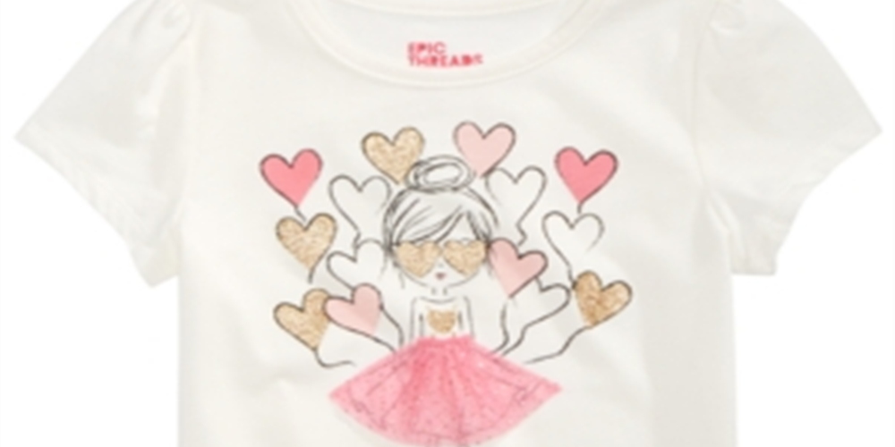 Epic Threads Toddler Girl's Glitter Heart Balloon T-Shirt White Size 4T