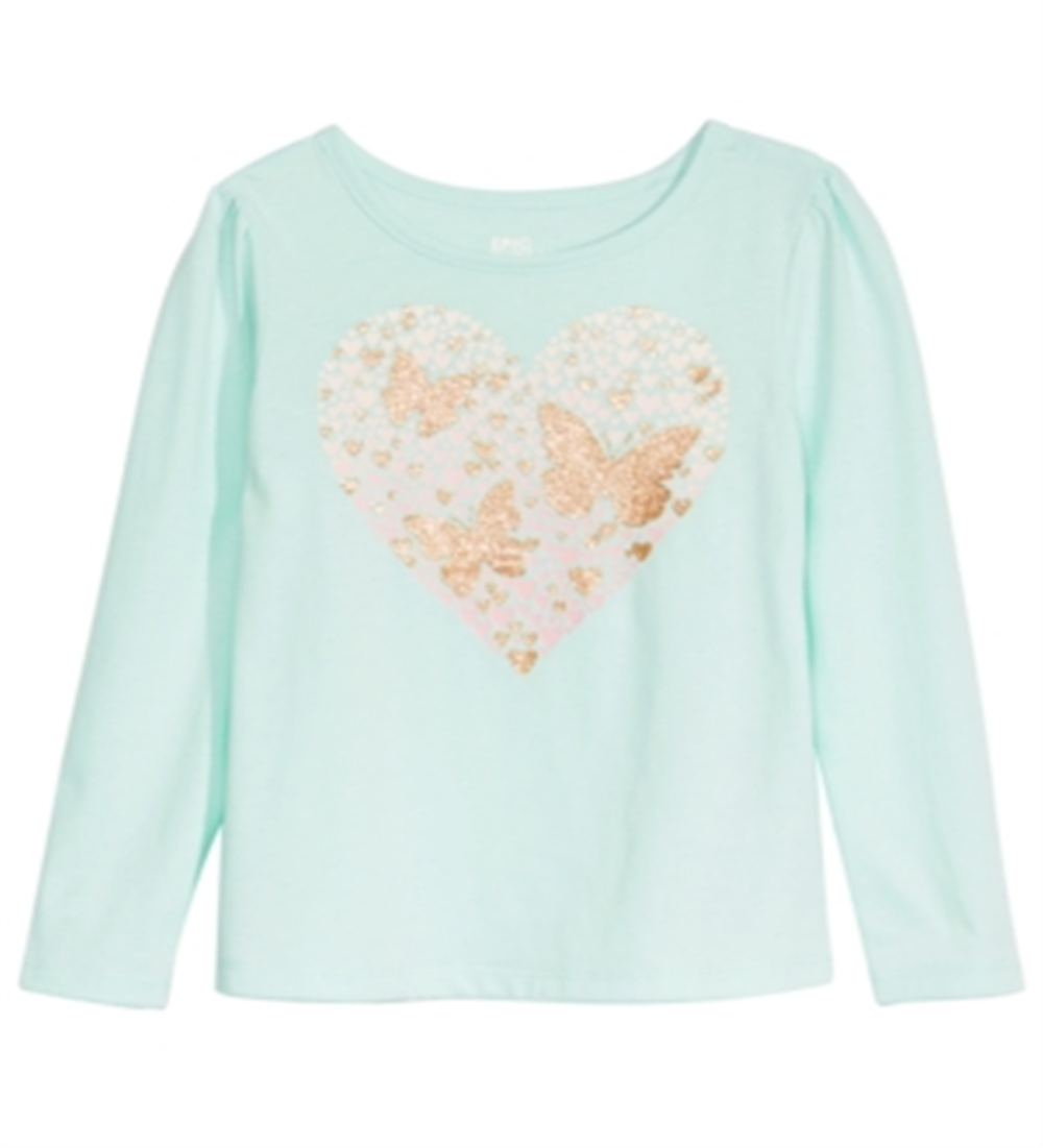 Epic Threads Toddler Girl's Heart Butterflies T-Shirt Blue Size 3T
