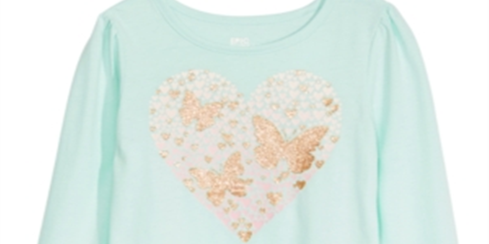 Epic Threads Toddler Girl's Heart Butterflies T-Shirt Blue Size 3T