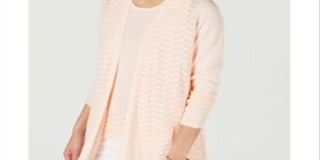 Charter Club Women's Textured Zigzag Cardigan Salmon Size X-Large
