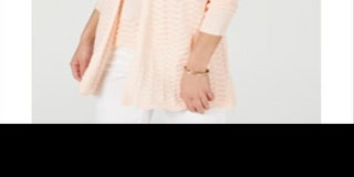 Charter Club Women's Textured Zigzag Cardigan Salmon Size X-Large
