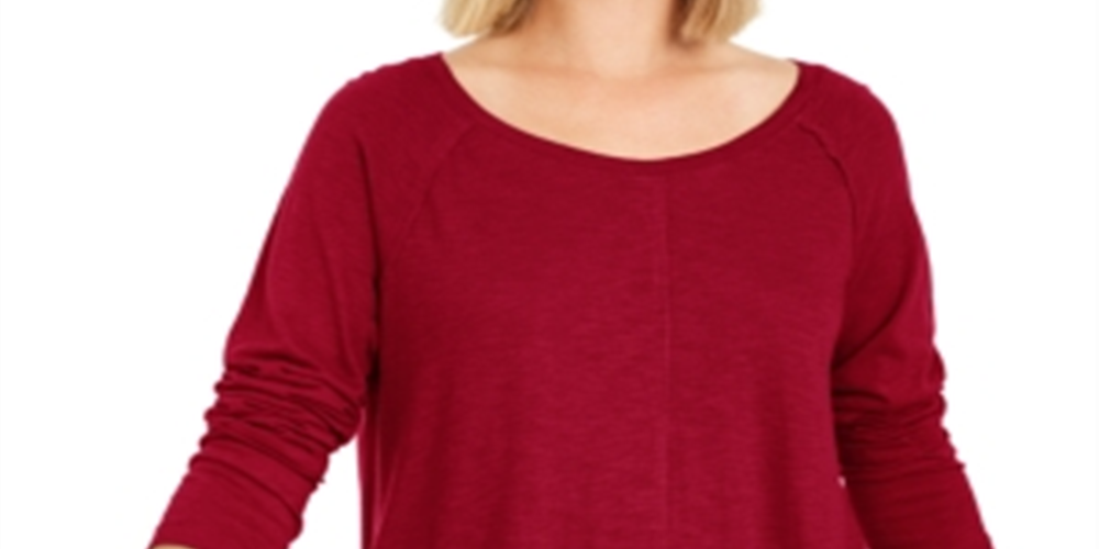 Style & Co Women's Seamed High Low Top Red Size Petite M