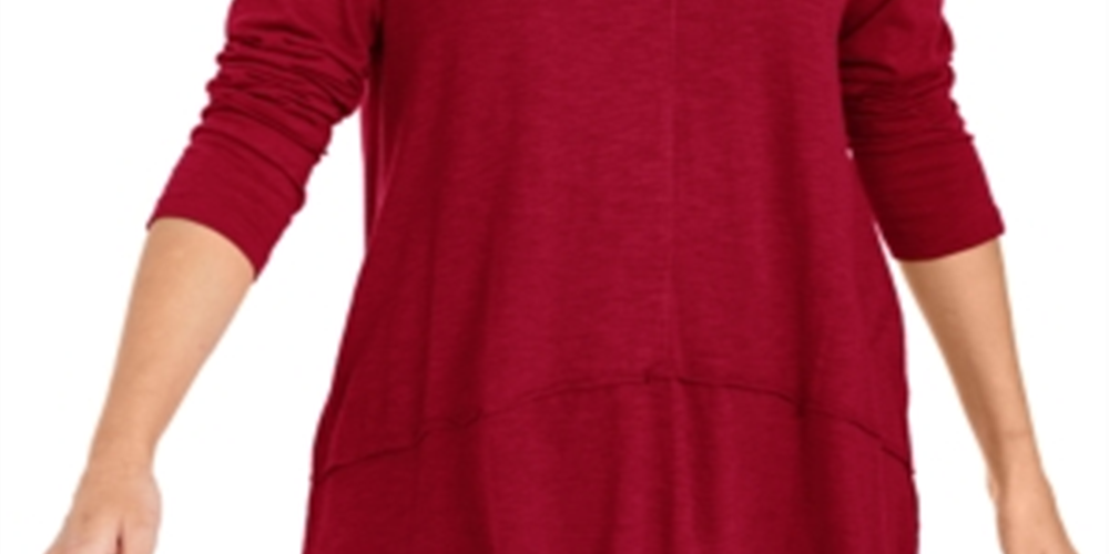 Style & Co Women's Seamed High Low Top Red Size Petite M