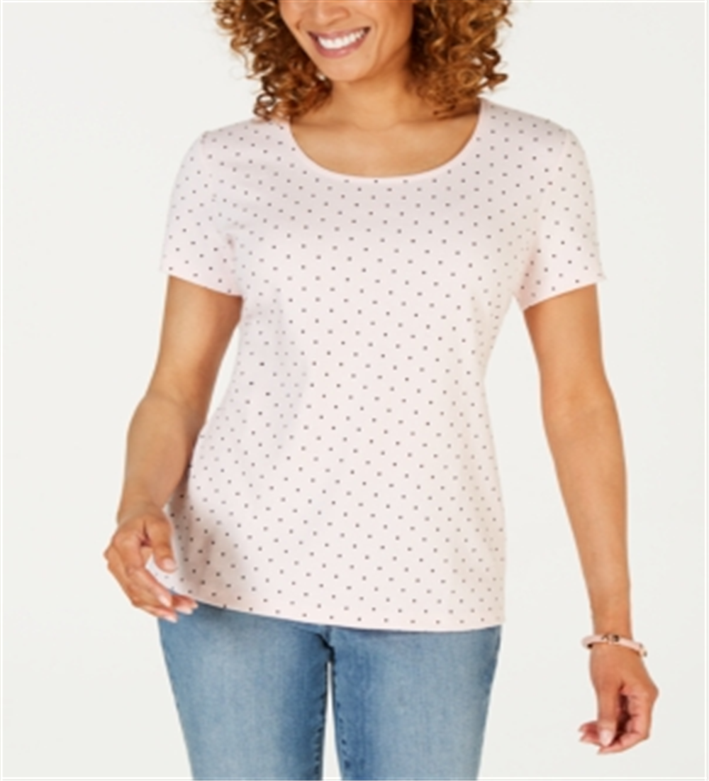 Karen Scott Women's Scoop Neck T-Shirt Pink Size Small