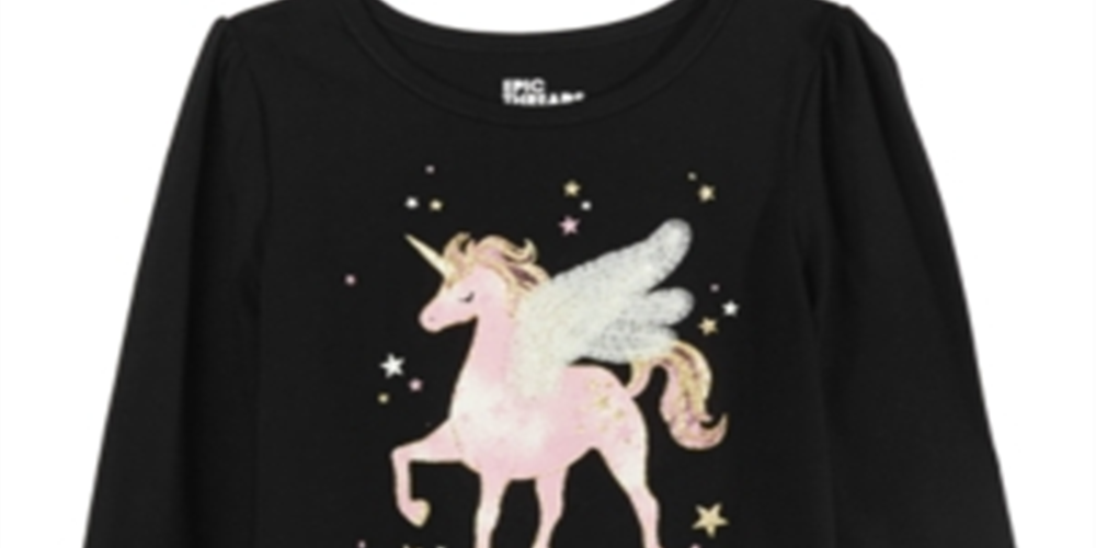 Epic Threads Toddler Girl's Winged Unicorn T-Shirt Black Size 4T