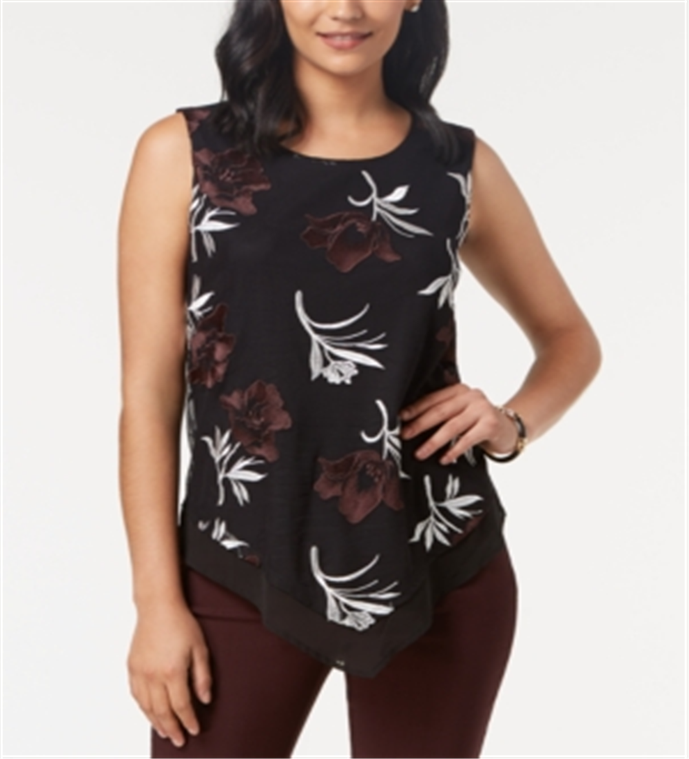 Alfani Women's Pointed Hem Sleeveless Blouse Top Red Size Petite XL