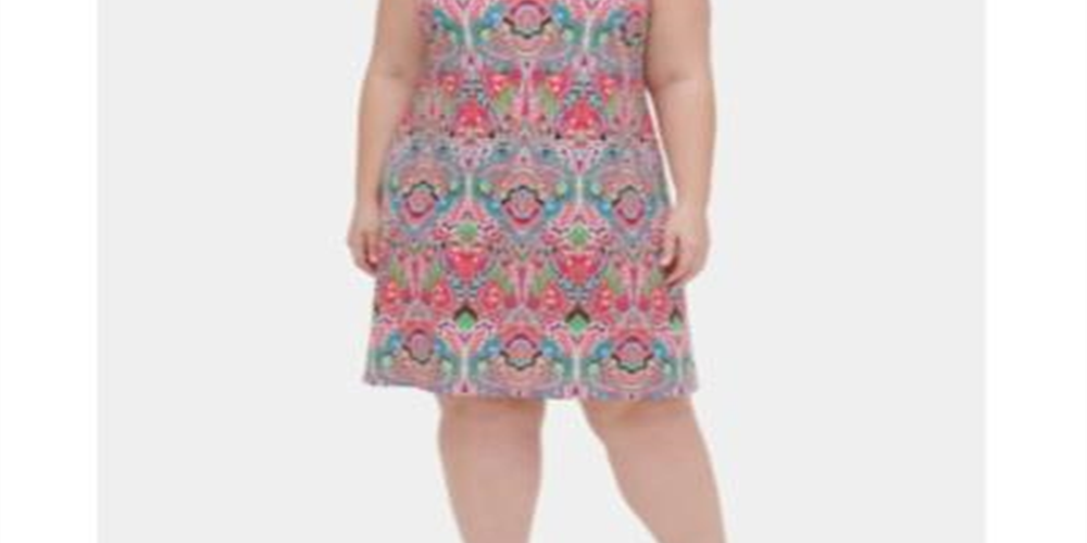 Tommy Hilfiger Women's Plus Printed Aline Dress Red Size 18W