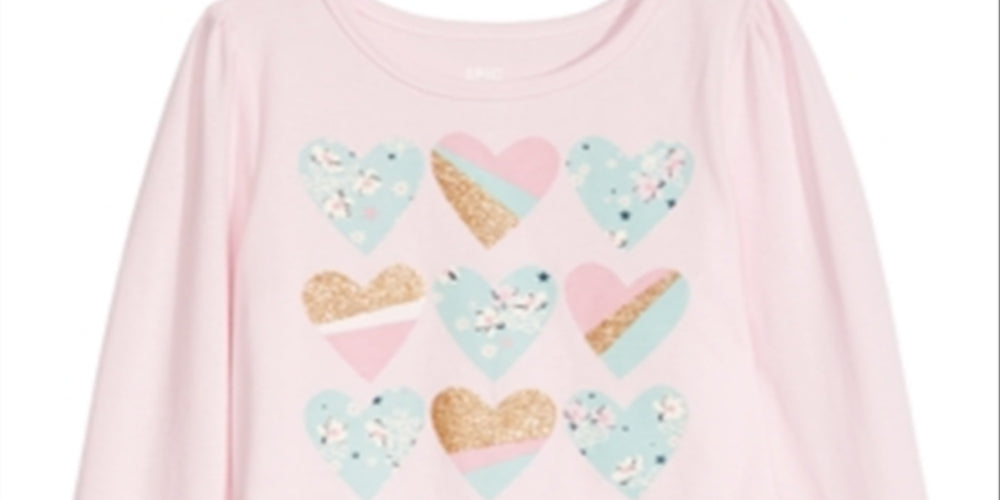 Epic Threads Toddler Girl's Heart Pattern T-Shirt  Pink Size 2T