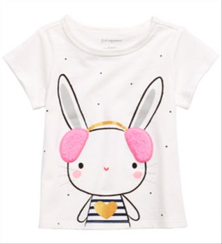 First Impressions Baby Girl's Bunny Print T-Shirt with Faux Sherpa Trim White Size 3-6 Months