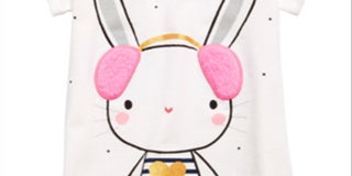 First Impressions Baby Girl's Bunny Print T-Shirt with Faux Sherpa Trim White Size 3-6 Months