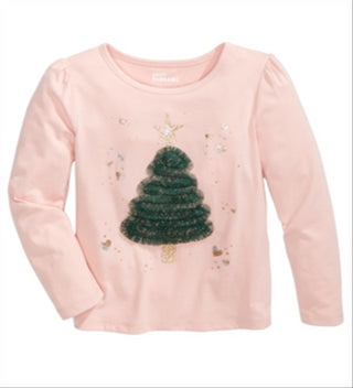 Epic Threads Little Girl's Holiday Tree T-Shirt  Pink Size 6X